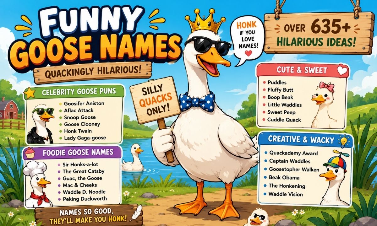 635+ Funny Goose Names Generator – Celebrity Puns, Cute Picks & Creative Ideas (2026)