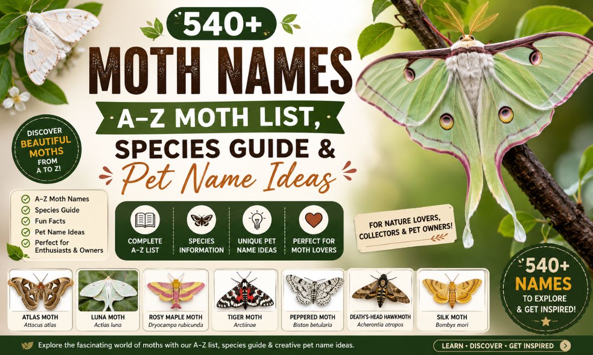 540+ Moth Names A–Z Moth List, Species Guide & Pet Name Ideas