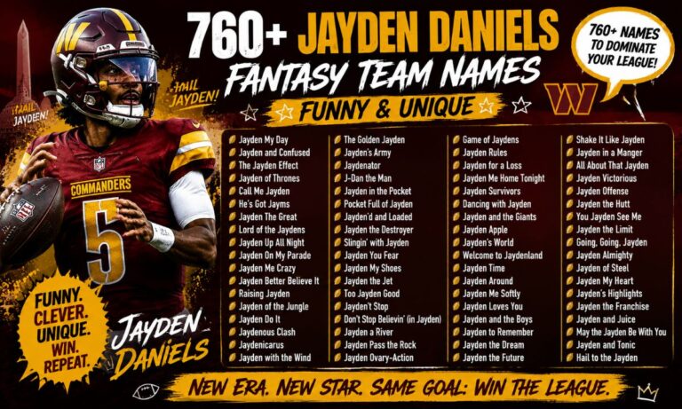 760+ Jayden Daniels Fantasy Team Names Funny & Unique