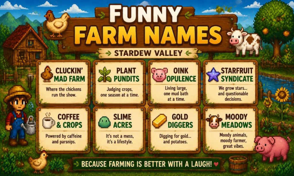 Funny Farm Names Stardew valley