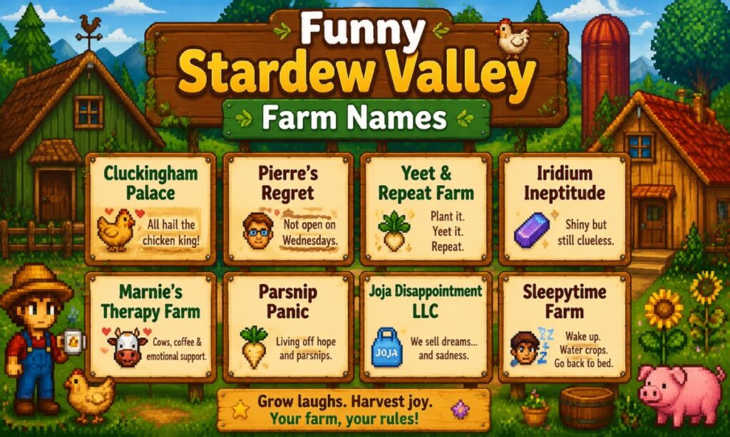 Funny Stardew Valley Farm Names