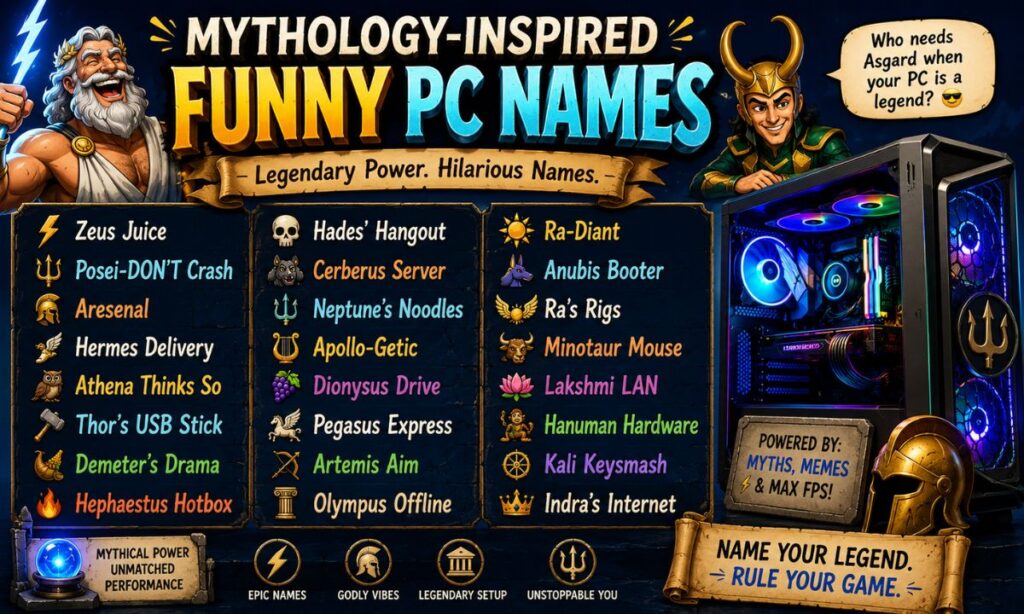 Mythology-Inspired Funny PC Names
