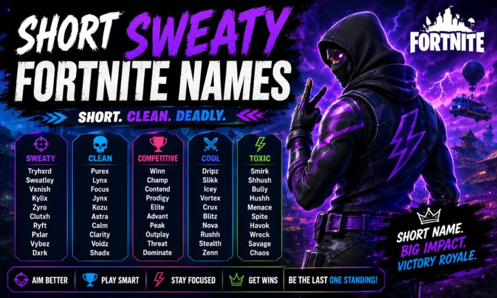 Short Sweaty Fortnite Names