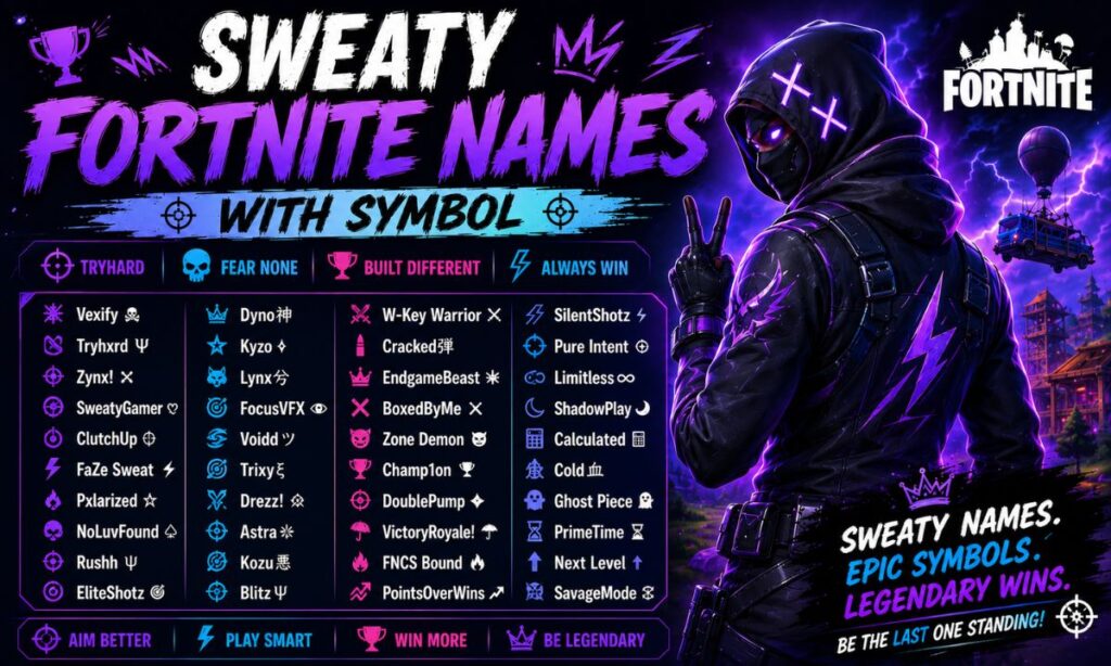 Sweaty Fortnite Names with Symbol