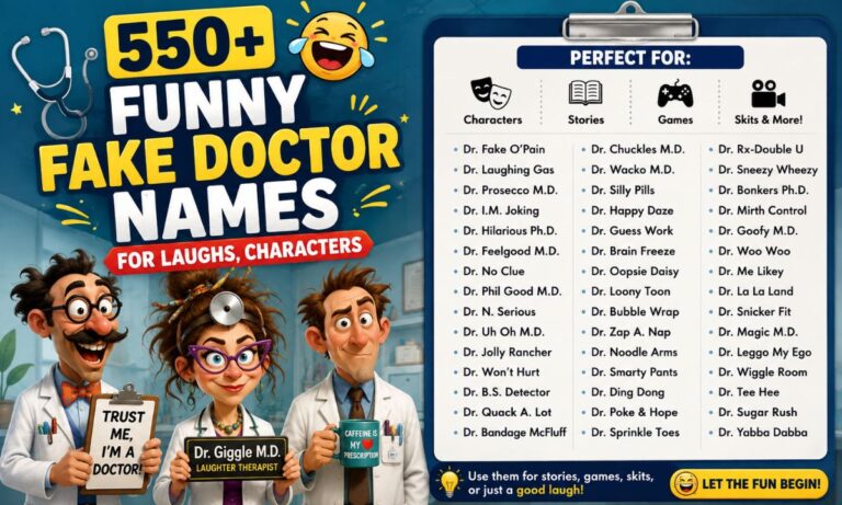 550+ Funny Fake Doctor Names for Laughs, Characters