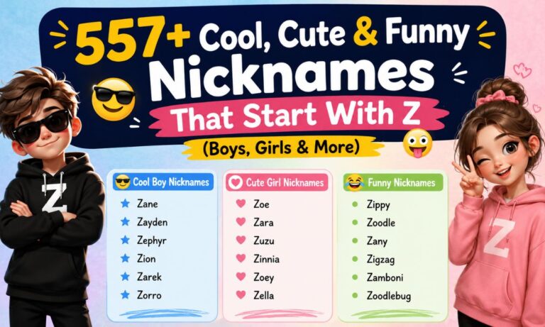 557+ Cool, Cute & Funny Nicknames That Start With Z (Boys, Girls & More)