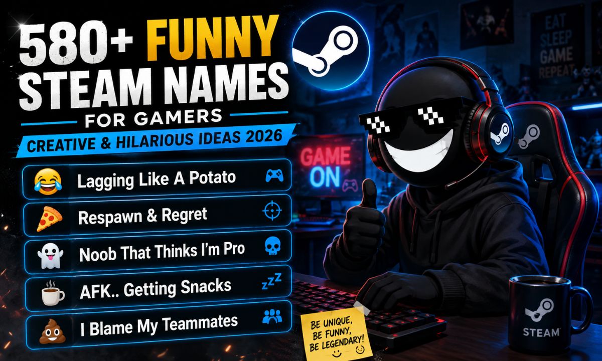 580+ Funny Steam Names for Gamers (Creative & Hilarious Ideas 2026)