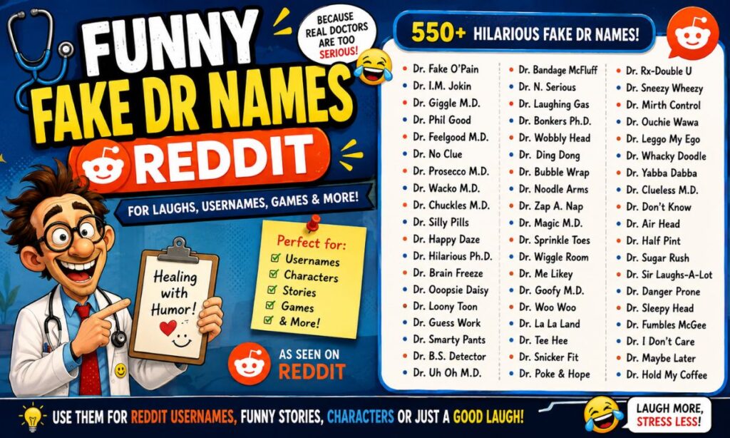 Funny Fake Dr Names Reddit