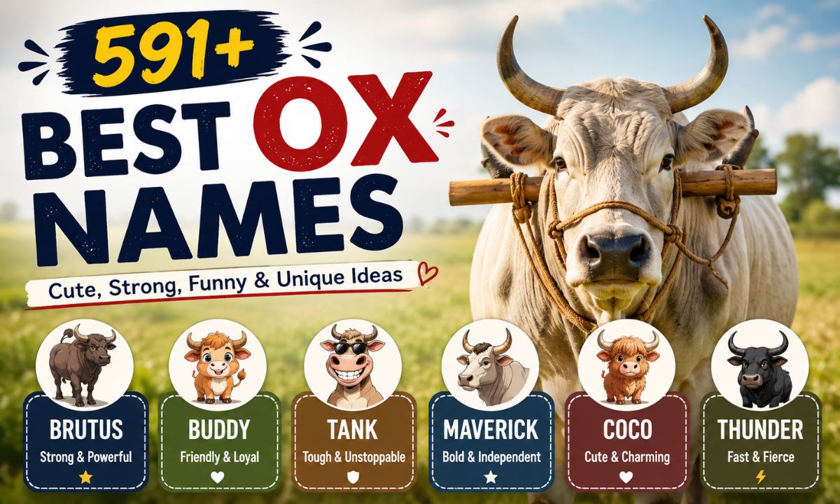 make an image 1200 by 720 about this 591+ Best Ox Names – Cute, Strong, Funny & Unique Ideas 5,6 name ho